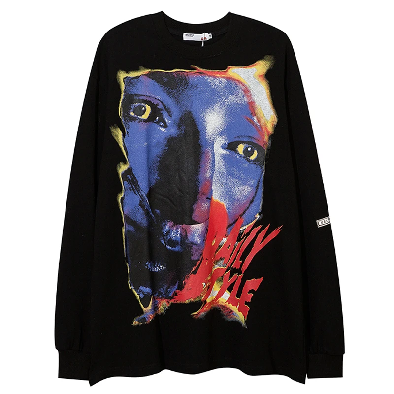 

Male 100%Cotton Sweatshirts Hoodie Tops Couple Hoodies Pullover Unisex Oversized Mens Dark Style Sweatshirt O-neck Long Sleeve