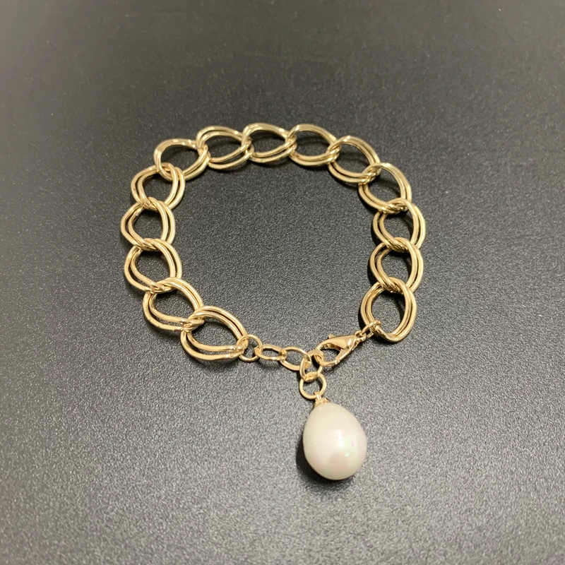 Панк Стиль золото Цвет браслет с круглыми жемчужинами шероховатого металла