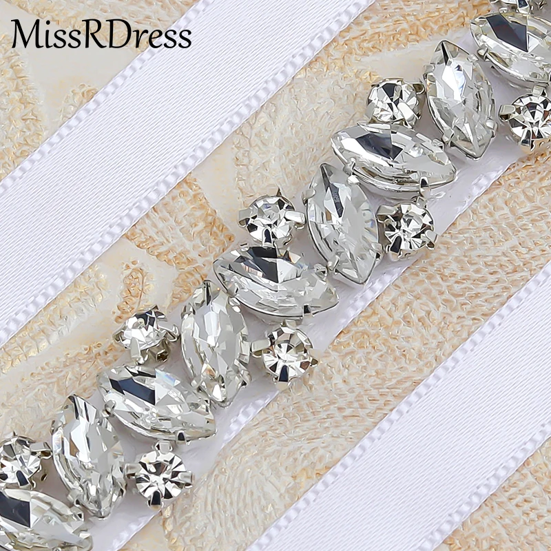 Бриллиантовый свадебный пояс MissRDress с золотыми кристаллами для свадебного платья, стразы для свадебного платья JK863