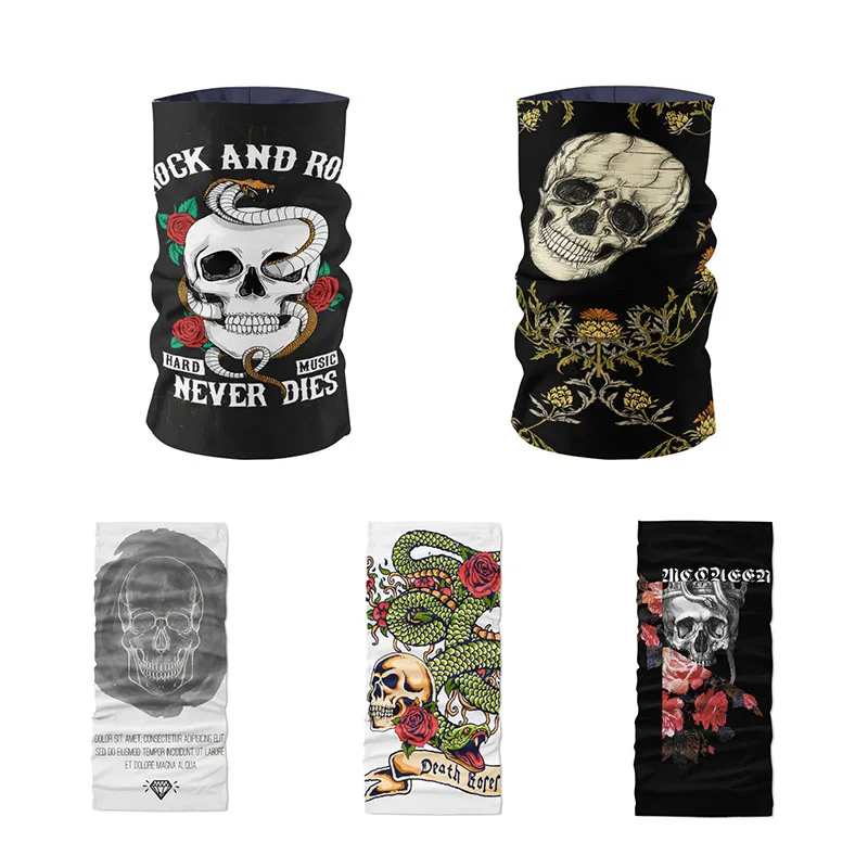 

New 3D Printed Skull Series Men Headband Rock Hip Hop Cool Girl Scarf Neck Gaiter Hijab Scarf Cycling Mask Elastic Bandana Buffe