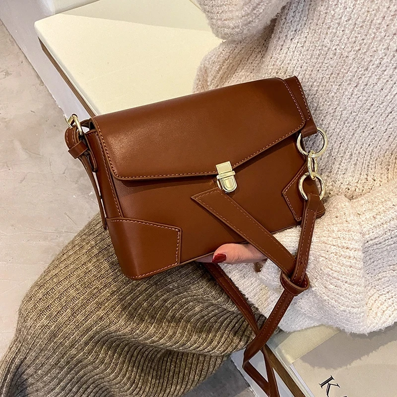 

Vintage Square Crossbody bag 2021 Fashion New High-quality PU Leather Women's Designer Handbag Lock Shoulder Messenger Bag