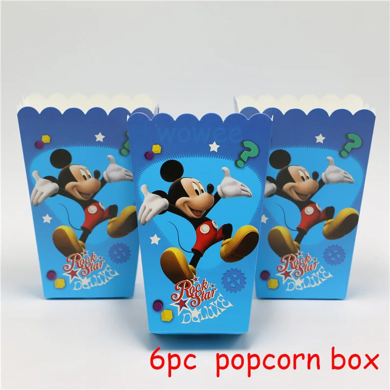 6pc Popcorn Boxes Вечерние скатерти 108*180 см, вечерние скатерти с Микки и Минни Маус, одноразовые Декорации для детского дня рождения - Цвет: 6pc Popcorn Boxes