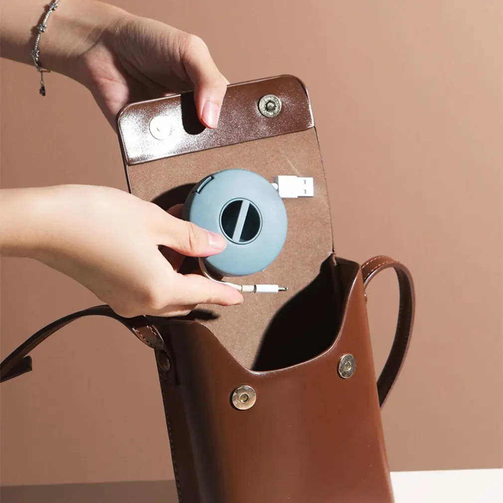

Small Portable Round Rotatable Data Cable Organizer Storage Box Mobile Phone Charging Cable Winder Can Be Carried Cable Winder