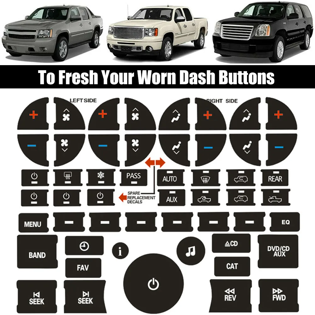 

1 Set Car Radio Dashboard Control Button Repair Decals Decorative Sticker A/C Button Sticker Interior Decor for GM Chevrolet