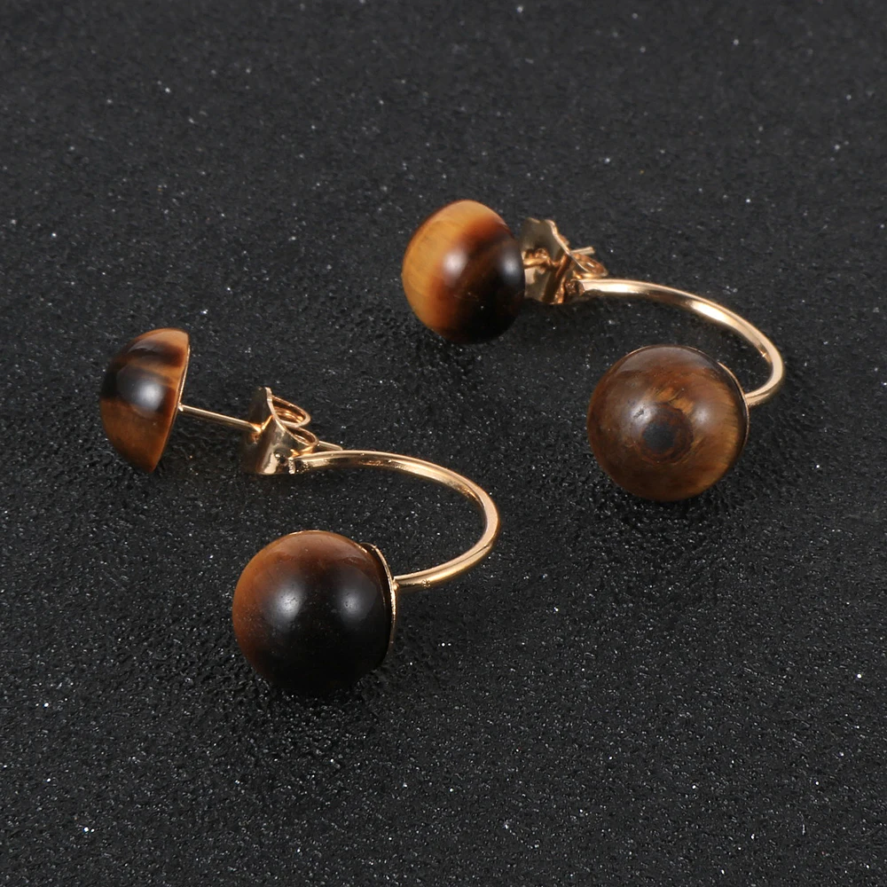 Женские и женские серьги с натуральными круглыми бусинами в форме C