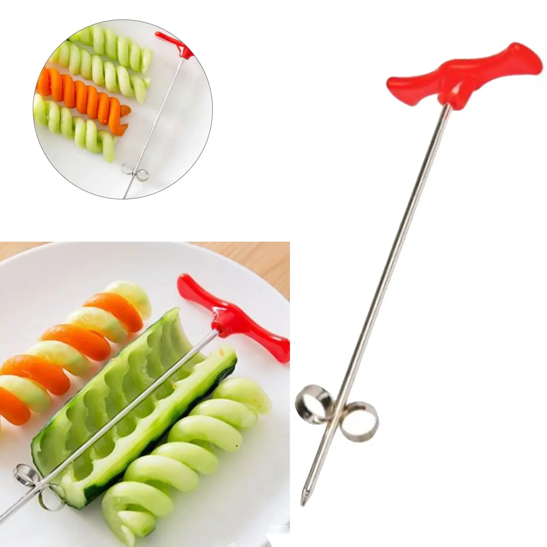 

Fruit and Vegetable Spiral Knife Manual Potato Roll Spiral Knife Kitchen Carving Tool Cooking Aids High-quality peeling