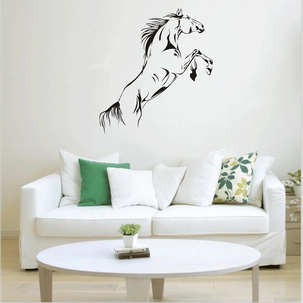 ПВХ черный бегущий стикер на стену лошадь Съемные Виниловые художественные