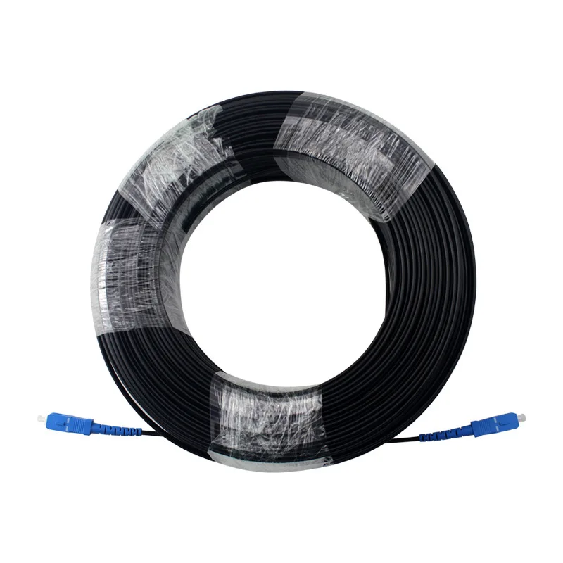 400 Meters Fiber Optics Outdoor Drop Cable Patch Cord SC Outdoor Fiber Optic Cable 1 Core 3 Steel Single Mode Jumper G657A