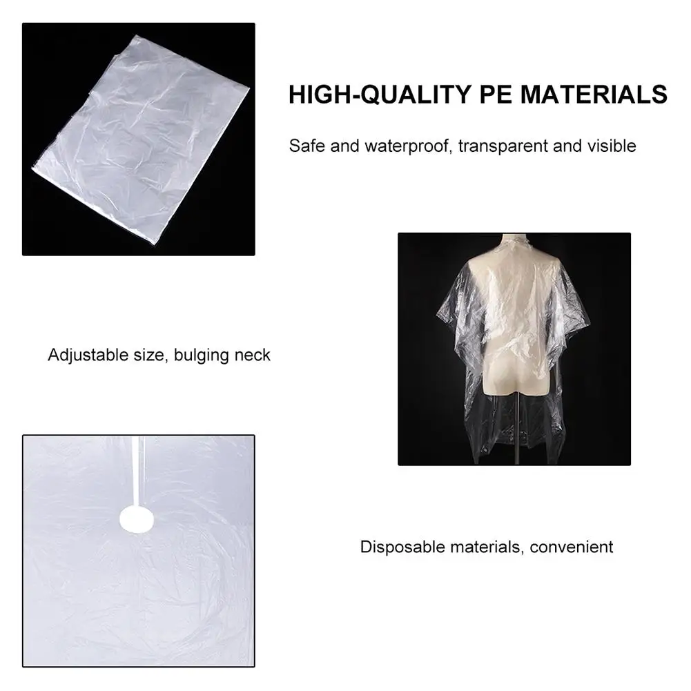 

50PCS Disposable Haircutting Apron Waterproof Transparent Perm Dyed Bib Haircut Cape For Home Salon Barber Hairdressing Tools