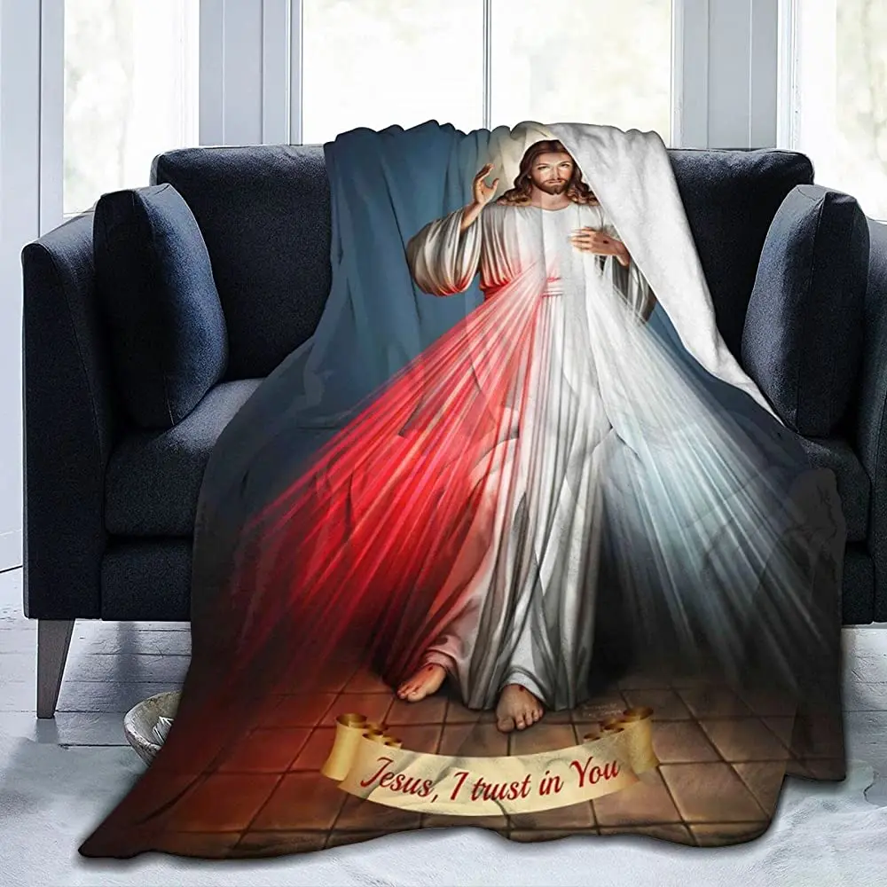 

Jesus Divine Mercy Soft Throw Blanket All Season Microplush Warm Blankets Lightweight Tufted Fuzzy Flannel Fleece Throws Blanket