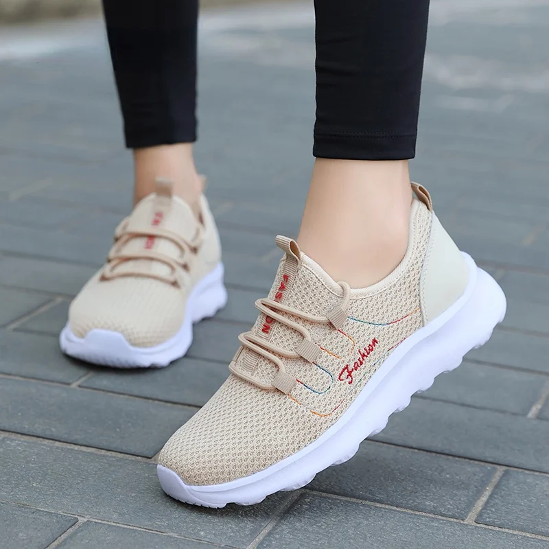 

Women's Sneakers, Flat-soled Walking Shoes, Comfortable Lace-up Breathable Fashion Outdoor Leisure Large Size Trendy Sneakers