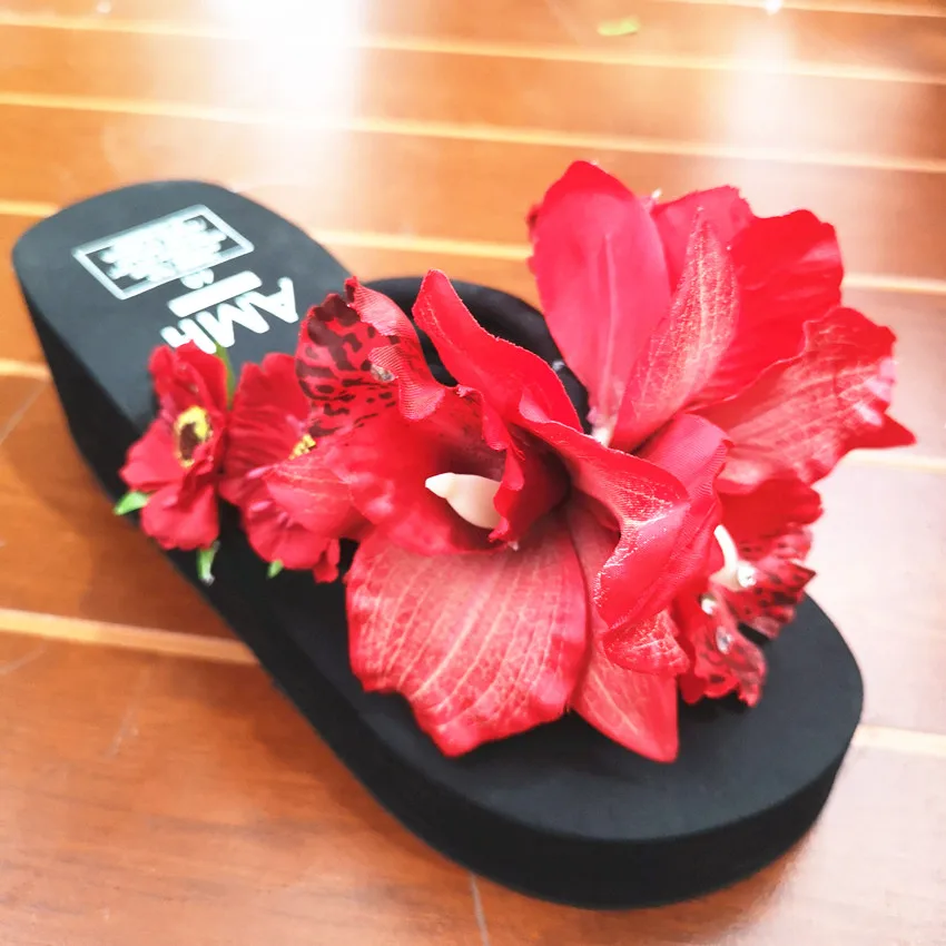 HAHAFLOWER/Новинка; модные летние женские шлепанцы на высоком каблуке; Вьетнамки; пляжная обувь на танкетке; обувь на платформе клиновидный вьетнамки