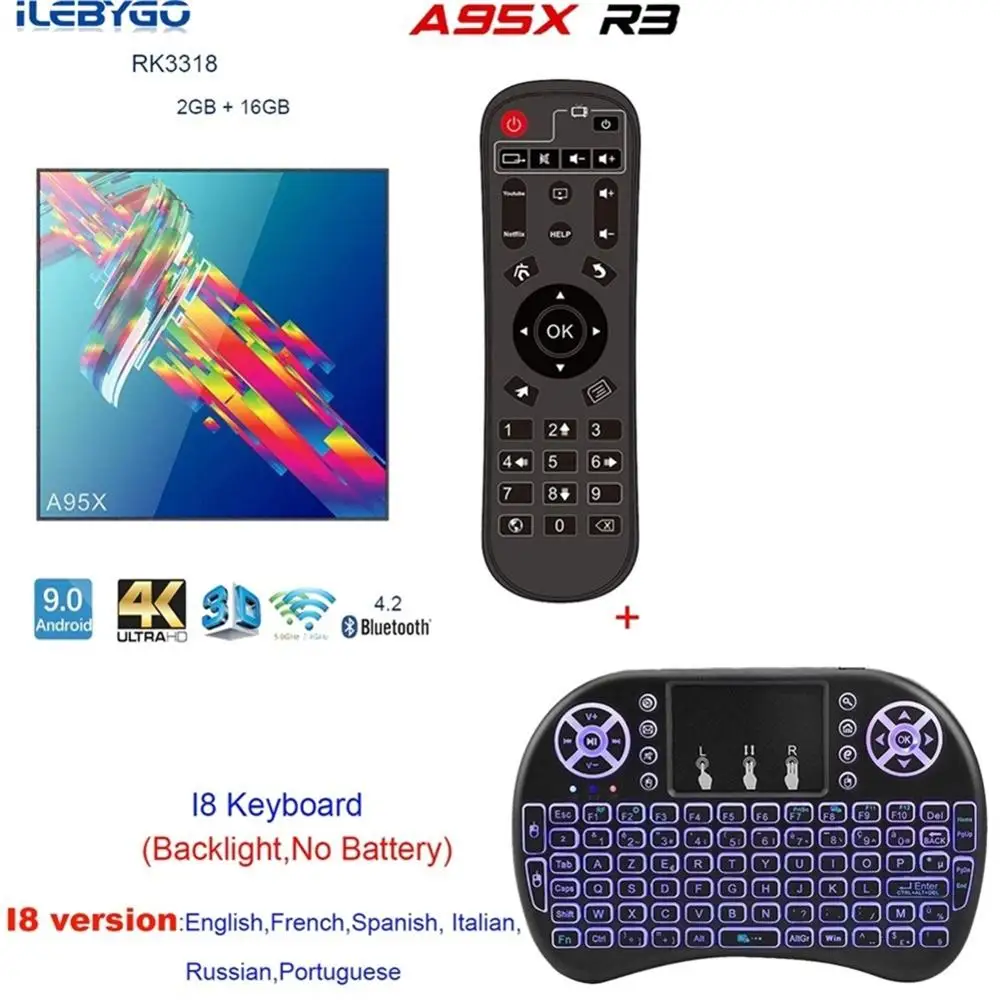 2GB 16GB I8 A95X R3 4 Гб 64 ГБ Android 9,0 ТВ приставка Rockchip RK3318 1080P 4K 60fps BT wifi Google Store Netflix Youtube 2 Гб 16 Гб телеприставка - Цвет: 2GB 16GB I8