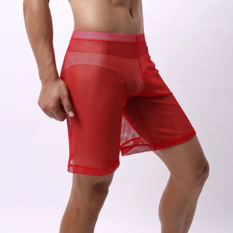 Сетчатые прозрачные сексуальные мужские трусы Прозрачные Боксеры однотонные U