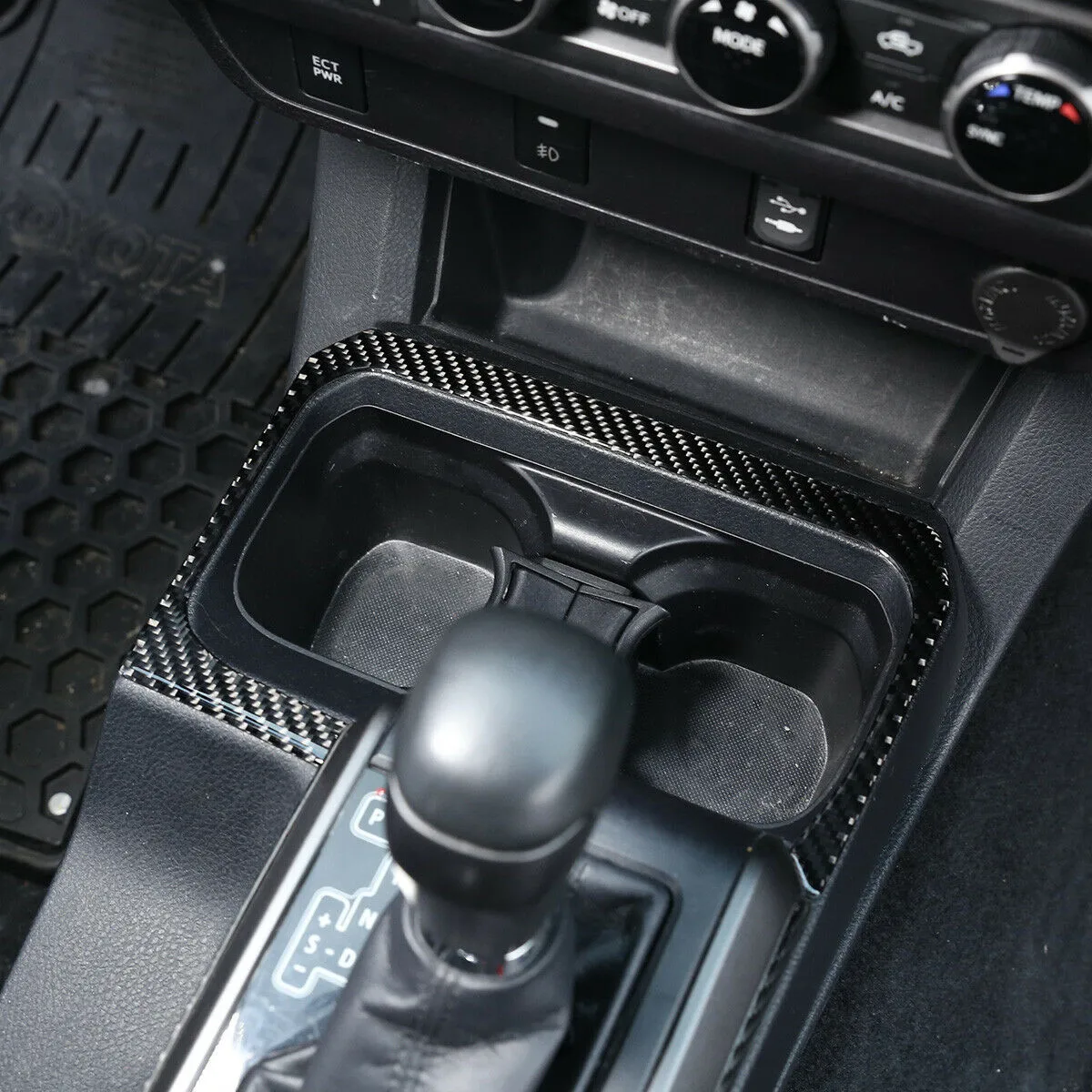 

1 Pcs Storage Box Cover Carbon Fiber Style For Toyota Tacoma 2015-2020