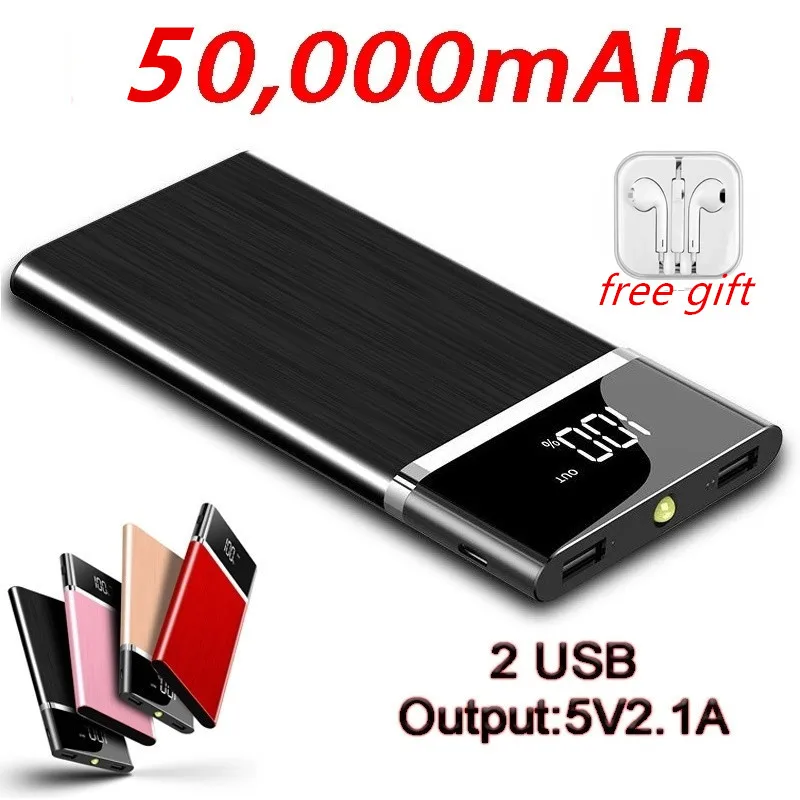 Большой емкости ЖК дисплей внешний аккумулятор 2 USB выход портативный для