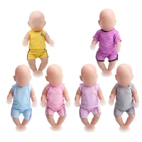 40 43 cm boy american dolls clothes newborn sleeveless workout suit shorts sports wear baby toys fit 18 inch girls doll f141