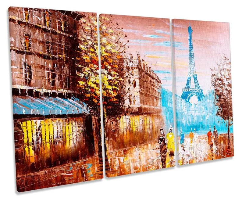 

Paris Eiffel Tower Brown City Treble Canvas Wall Artwork Print