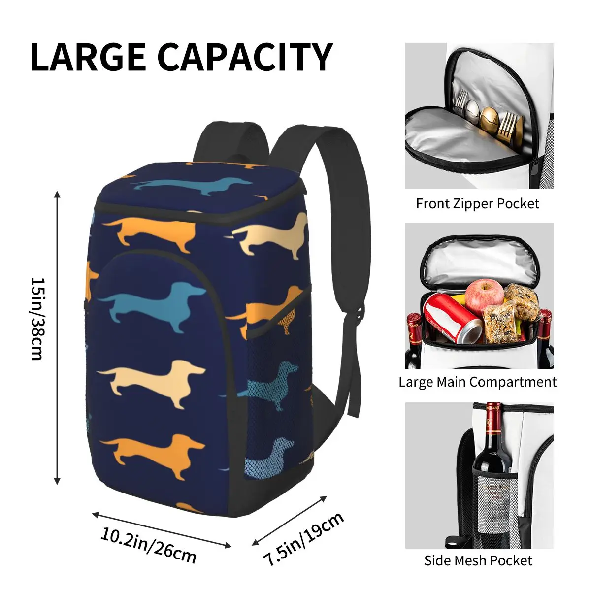 picnic cooler backpack colorful dachshunds dog lover pet waterproof thermo bag refrigerator fresh keeping thermal insulated bag free global shipping