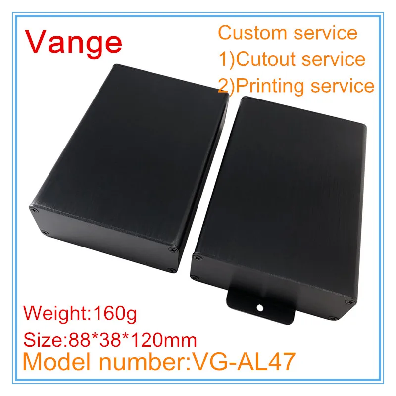 1pcs/lot electronic device metal box split black case 6063-T5 Aluminum profiles housing enclosure 88*38*120mm satin finish | Обустройство