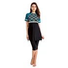 Женский скромный купальник с коротким рукавом, в стиле пэчворк