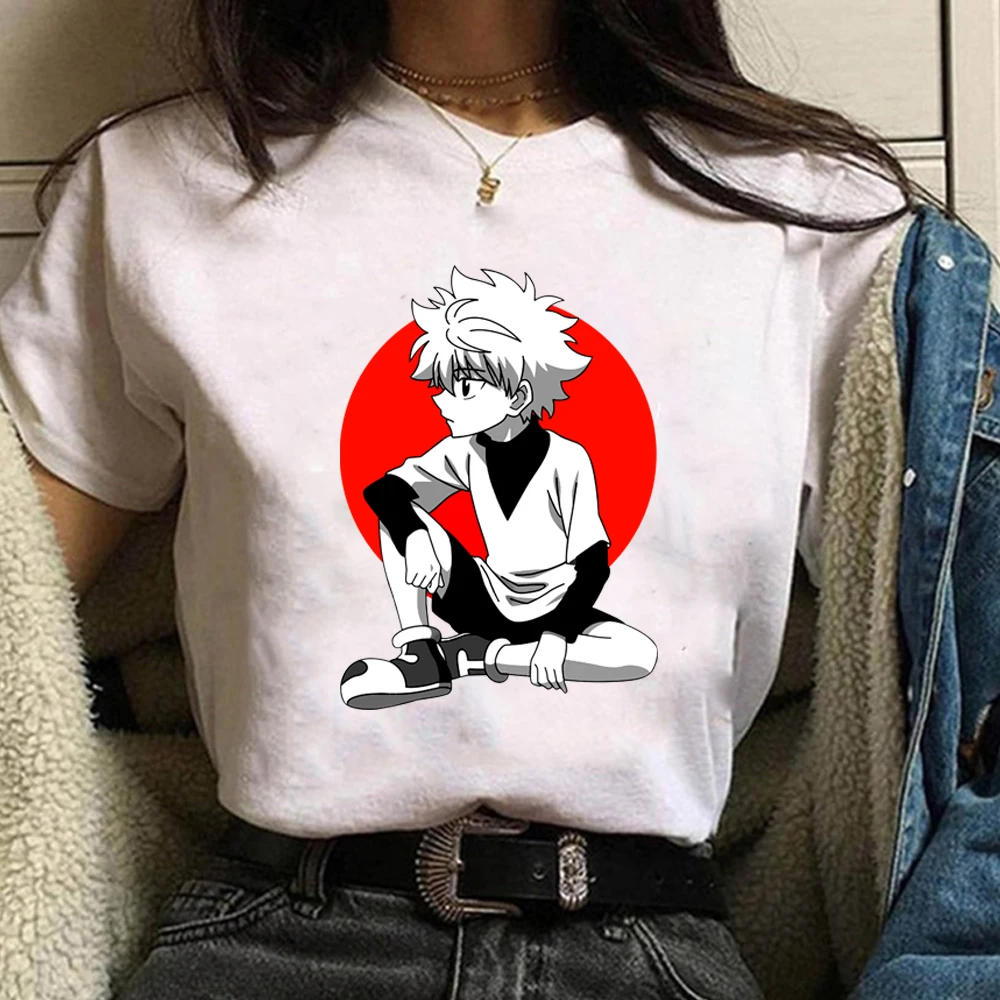 

Повседневная Свободная аниме рубашка Hunter X Hunter Мужская и женская белая модная футболка