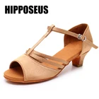 HIPPOSEUS туфли для латинских танцев для девочек Танго женские туфли женские бальные современные танцевальные туфли; Мягкая женская обувь; Детская обувь на низком каблуке Обувь для танцев черного цвета