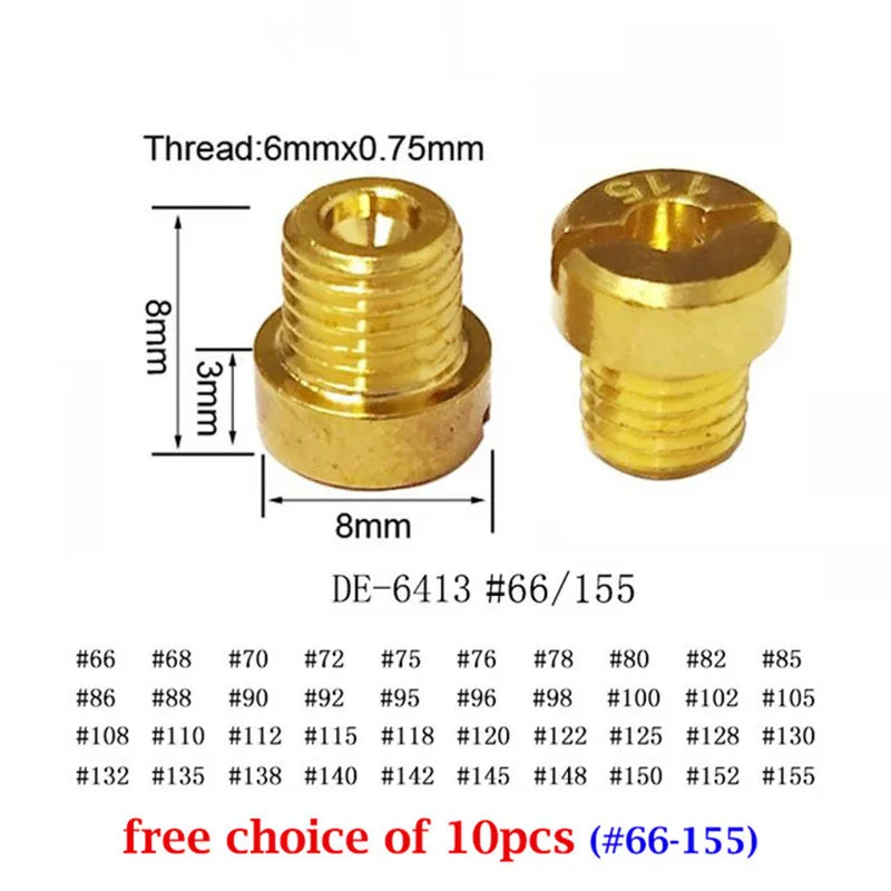 

10 шт., резьба М6, 6 мм, основной комплект для мотоцикла, форсунка инжектора карбюратора DellOrto, № 66-155