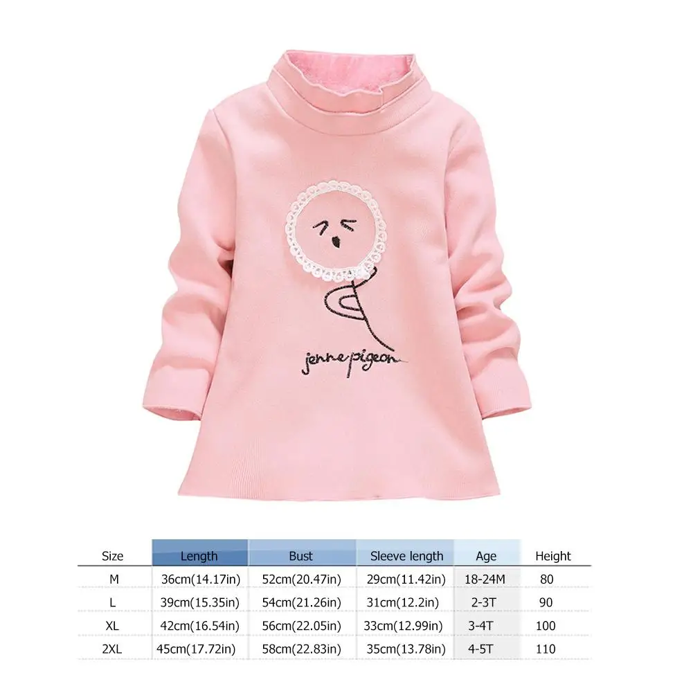

Children Printing Fleece Long Sleeve Jumper Thickened Kids Girls Stand Collar Sweatshirt Autumn Winter Pullover Cotton T-shirts