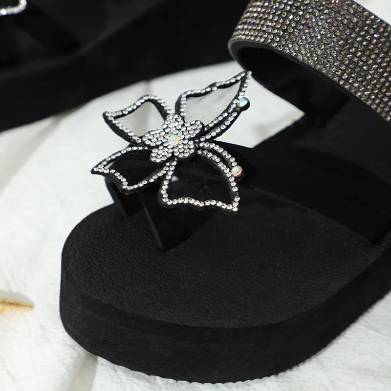 

LITTHING Women's Sandals Summer Slippers Platform Rhinestone Butterfly Shoes Open Toe Ladies Fashion Elegant Shoes Size 37-42