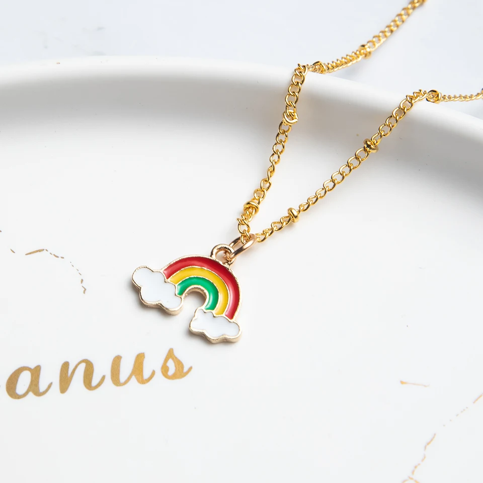 Мода 2019 ожерелье Золотая цепочка звезды цвета радуги Макарон подвеска чокер