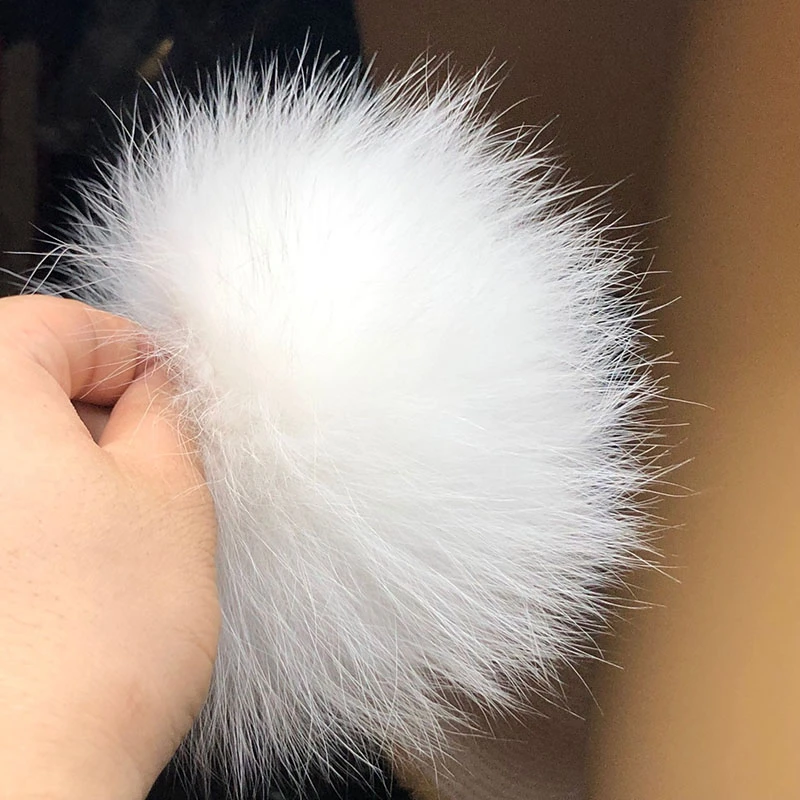 15 см натуральный животный Hairball Hat помпон ручной работы DIY действительно енот большой волос шар шляпа помпон с пряжкой