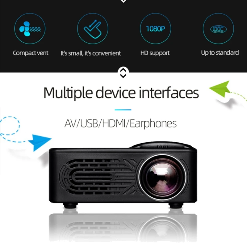2021 New 814 Portable Projector High Definition 1080P Projector Multi Interface Home Theater Video Projector