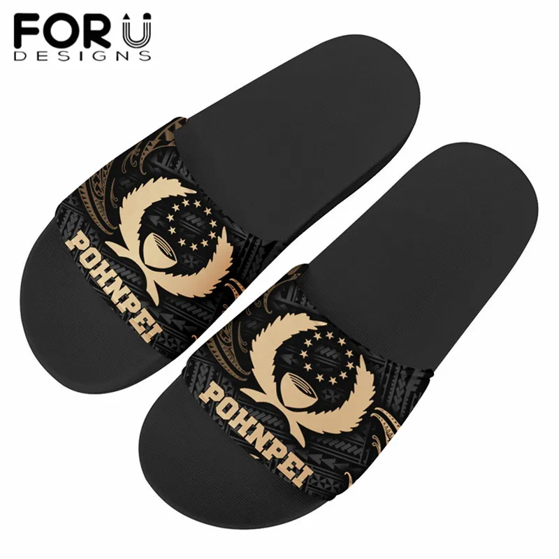 

FORUDESIGNS Sandals Women 2021 Summer Trend Polynesian Pohnpei Tribal Design Non-Slip Flat Flip Flops Men Slides Outdoor Beach