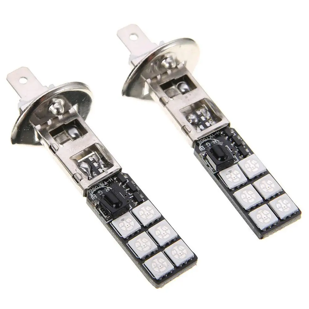 Разноцветные светодиодные лампы H1 5050 12SMD RGB для автомобильных фар