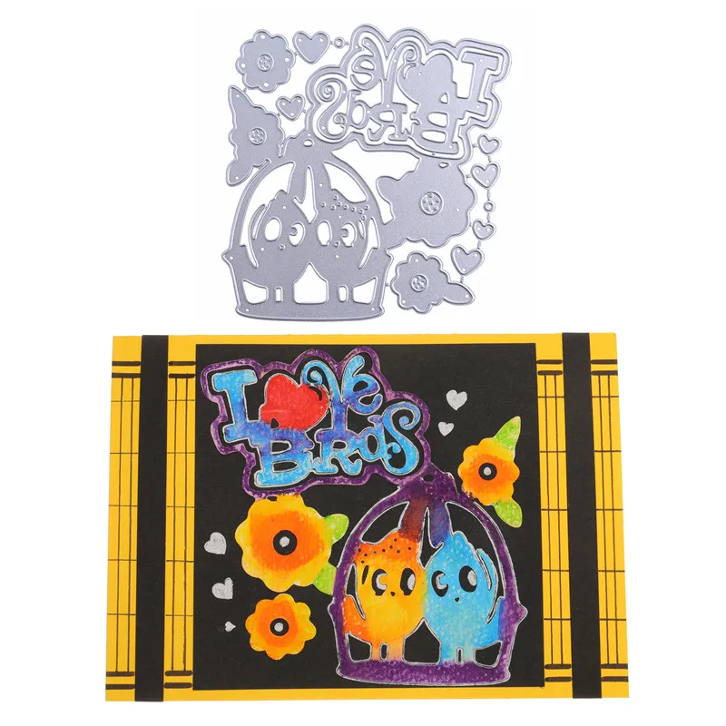 

YaMinSanNiO Love Birds Metal Cutting Dies Flower Mold New For Scrapbooking Paper Craft Knife Mould Blade Punch Stencils Die Cut