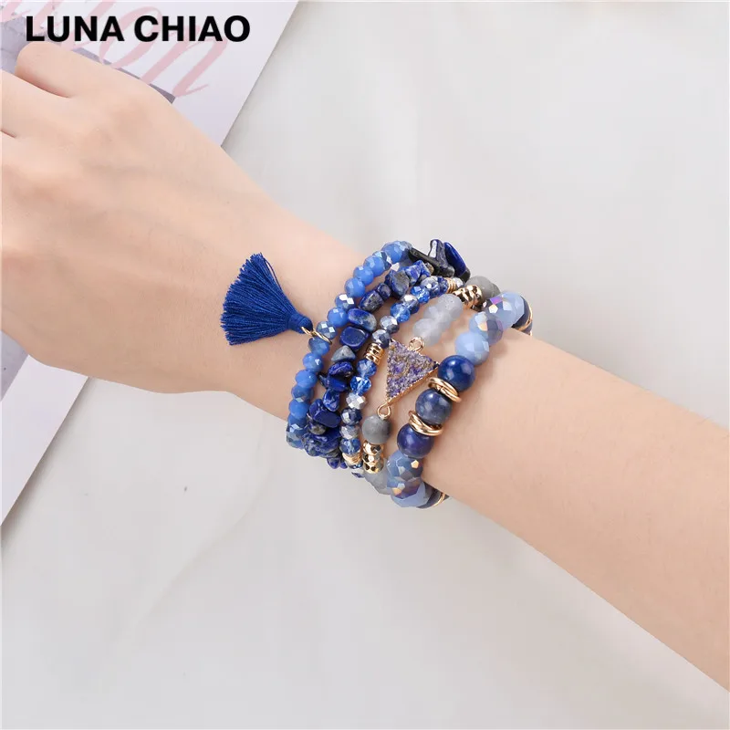 Ювелирные изделия LUNA CHIAO Bijoux браслеты из натурального камня с бусинами