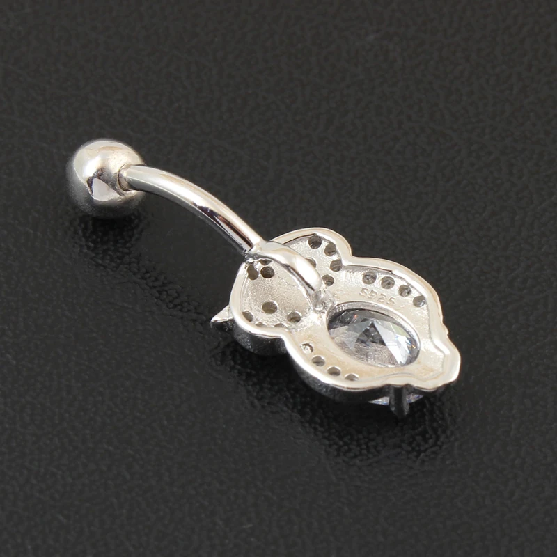 Женское кольцо для пирсинга живота с фианитами| |