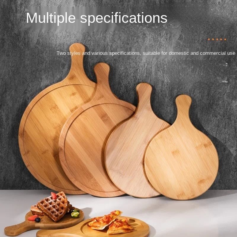 

Bamboo Wooden Pizza Pan Baking Tray Steak Pan 6" - 13" Fruit Bread Cake Dessert Handle Solid Wood Tray Wooden Home Made