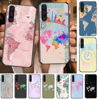 world map travel phone cover hull for samsung galaxy s8 s9 s10e s20 s21 s5 s30 plus s20 fe 5g lite ultra black soft case