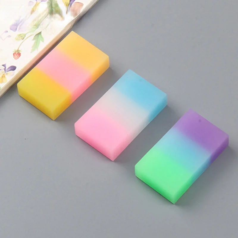 

Three Color Gradient Jelly Color Eraser Children Art Stationery Drawing Exam Eraser For Kid Student Gift Stationery Random Color