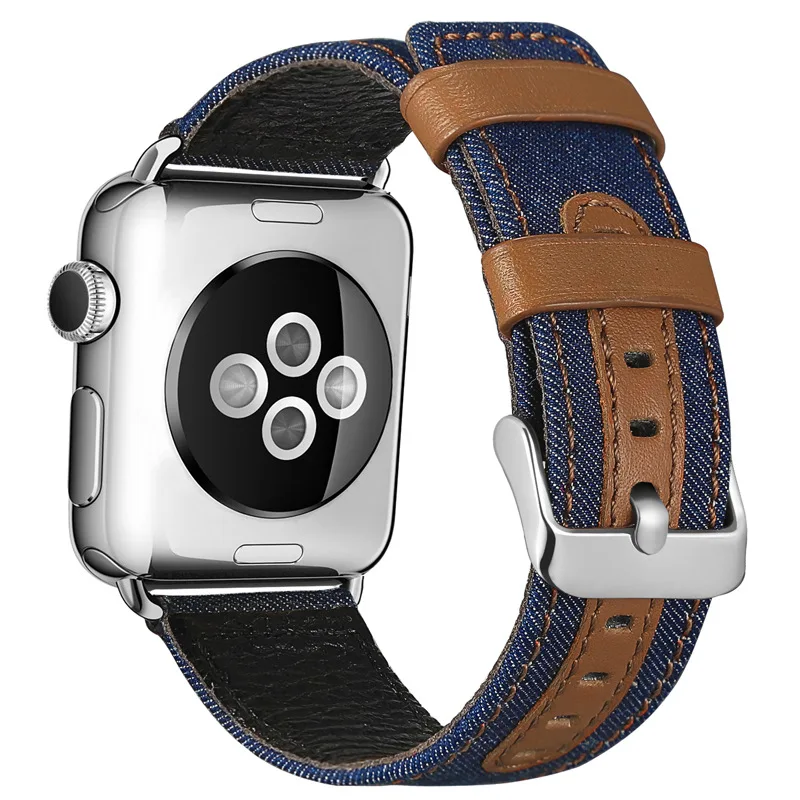 Модный ремешок из ткани и кожи для Apple Watch 38 мм 42 мм для iWatch 40 мм 44 мм Серия 2 3 4 5 ремешок для часов браслет