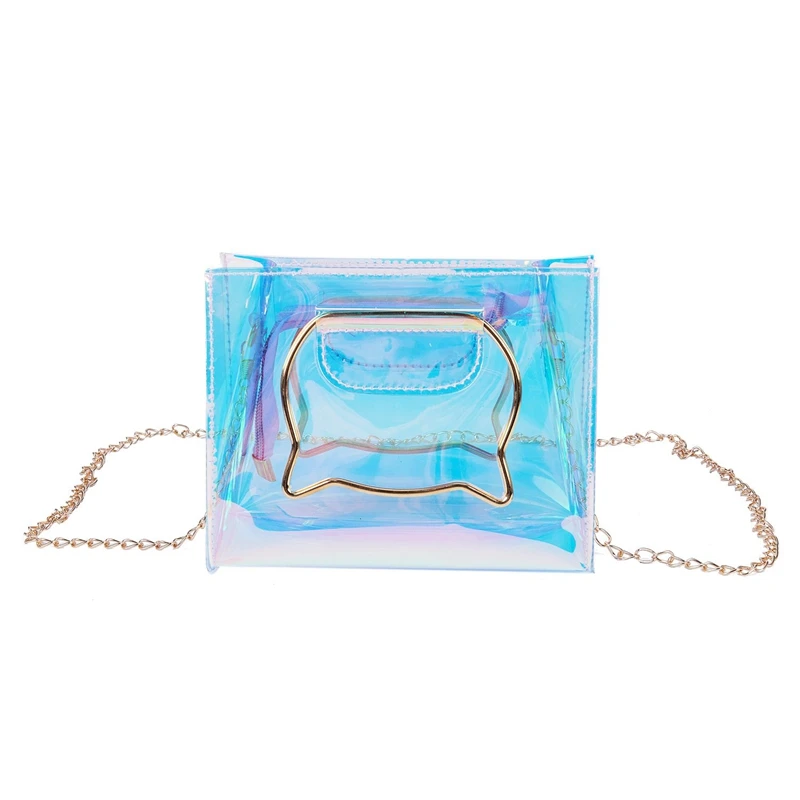 Женская голограммовая сумка через плечо с ручкой кошки прозрачная акриловая
