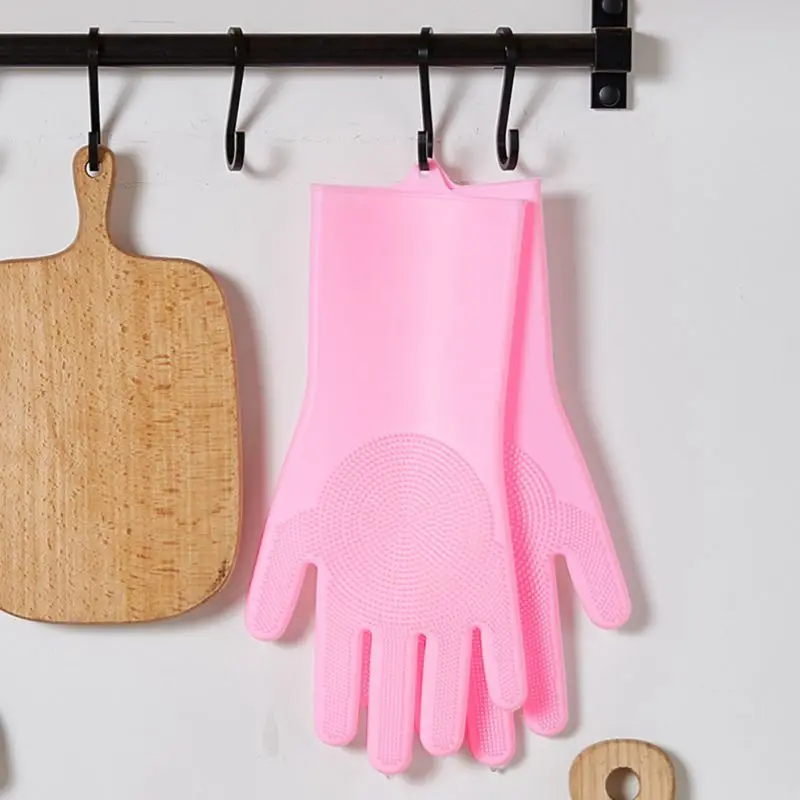 

Перчатки для дома, пара силиконовых перчаток, щетка для чистки посуды, посудомоечный скребок, аксессуары для чистки дома