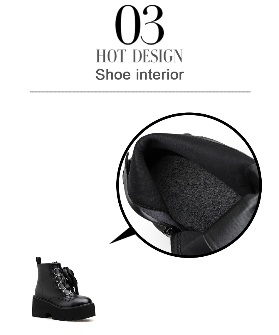 Gdgydh Autumn New Women Ankle Boots Round Toe Lace-up Platform Short Boots Female PU Soft Leather Black Boots Drop Shipping