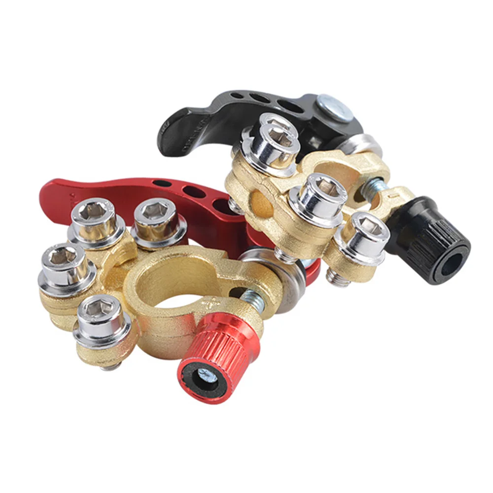 

2Pcs Durable Car Battery Terminal Wire Cable Clamp Terminal Quick Disconnect Shut-Off Connectors Brass Car Battery Pile Head