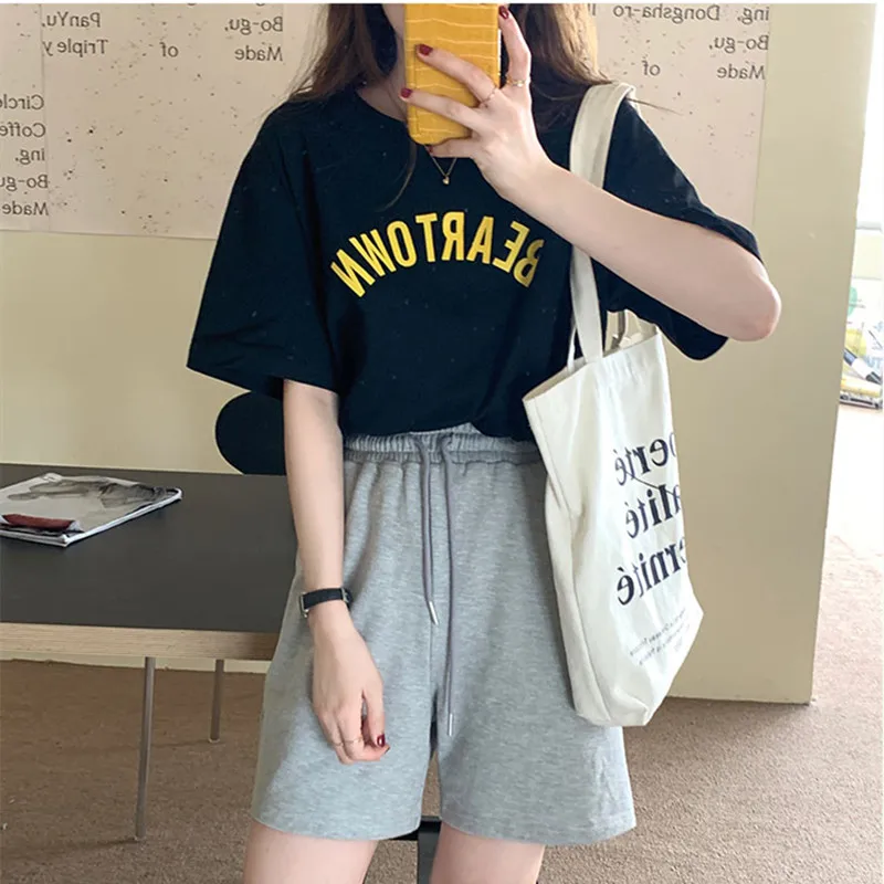 Футболка женская с коротким рукавом 4 цвета летняя свободная в Корейском стиле