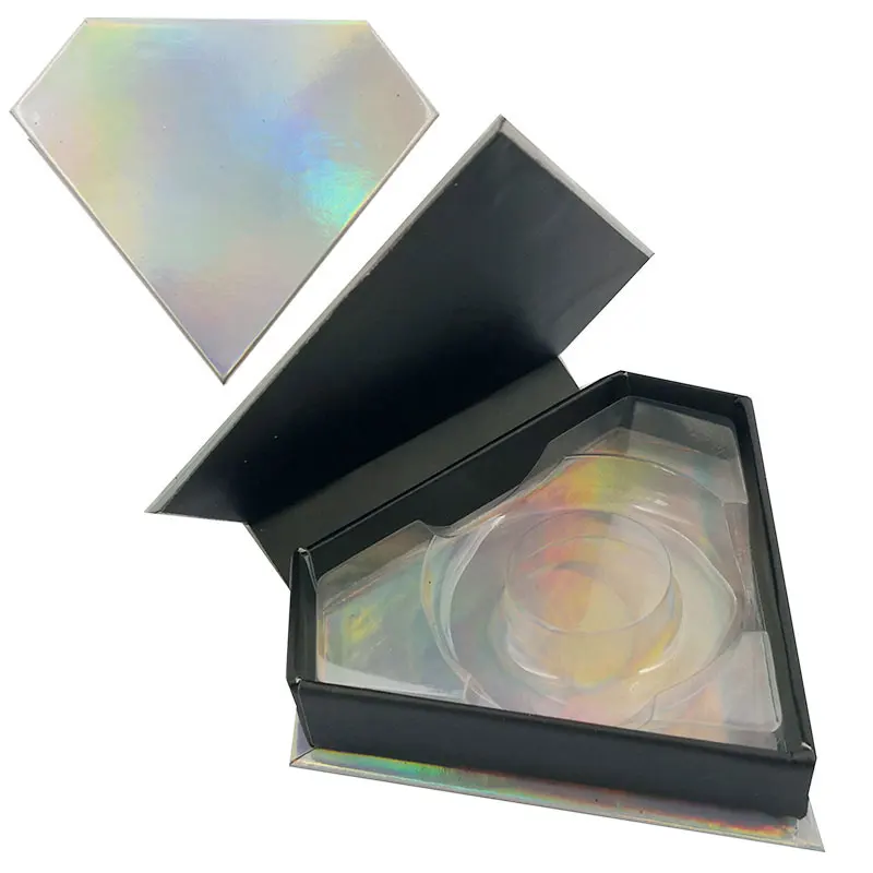 

Wholesale False Eyelash Packaging Box Lash Boxes Custom Faux Mink eyelashes Package Silver Cosmetic Magnetic Storage Case Vendor