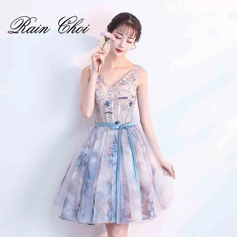 Короткие коктейльные платья 2021 с цветочным принтом женское официальное платье