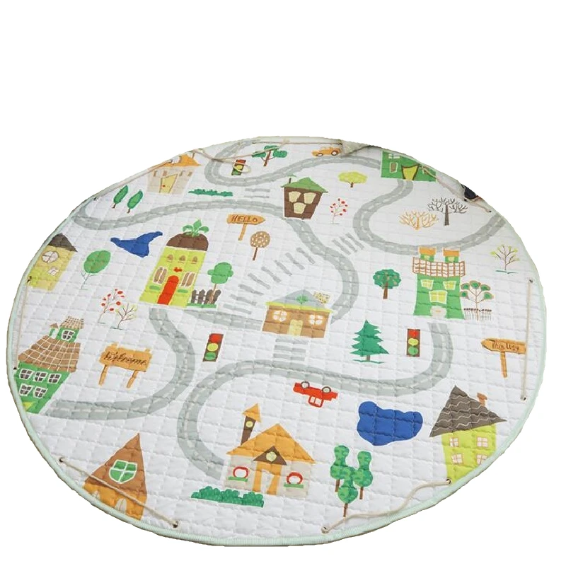 

Cute Crawling Play Mat Nursery Baby Room Decor Rug Childern Floor Pads Kids Toys Storage Bag Bedroom Carpet for Boys Girls